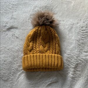 Cozy Mustard Knit Pom-Pom Beanie